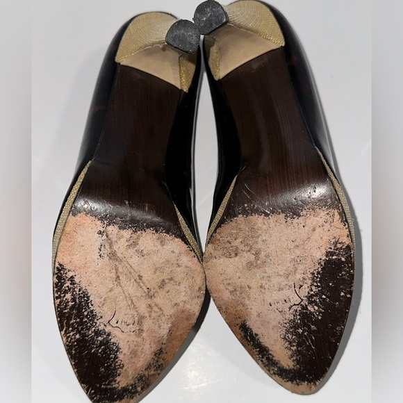 Stuart Weitzman Tortoise Shell Heels 6.5 Platform Fabric Wrapped Heels - Picture 7 of 7